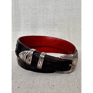 Vintage Rewards Ostrich Leather Belt Chacon Sterling Silver Buckle be 11-96